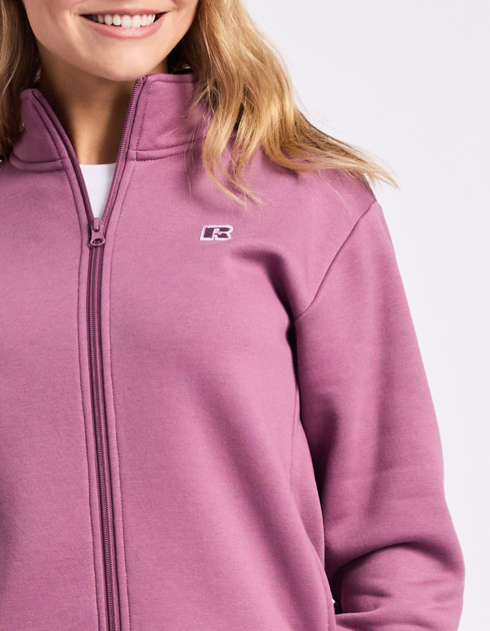R Logo Trucker Zip Through Womens Jacket - Tulipwood