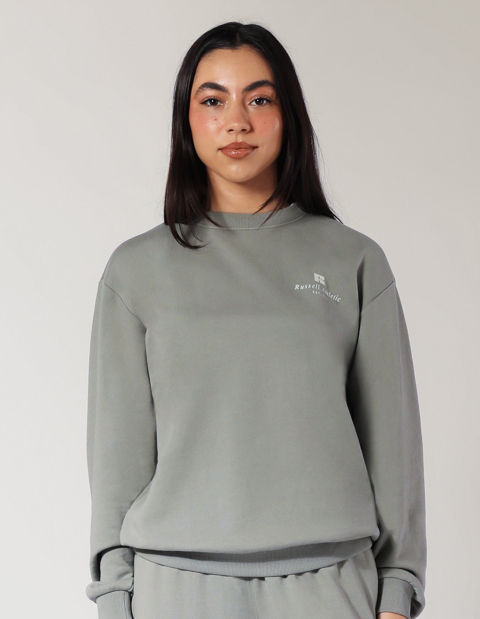 Women's R Logo Crew in Shadow Green