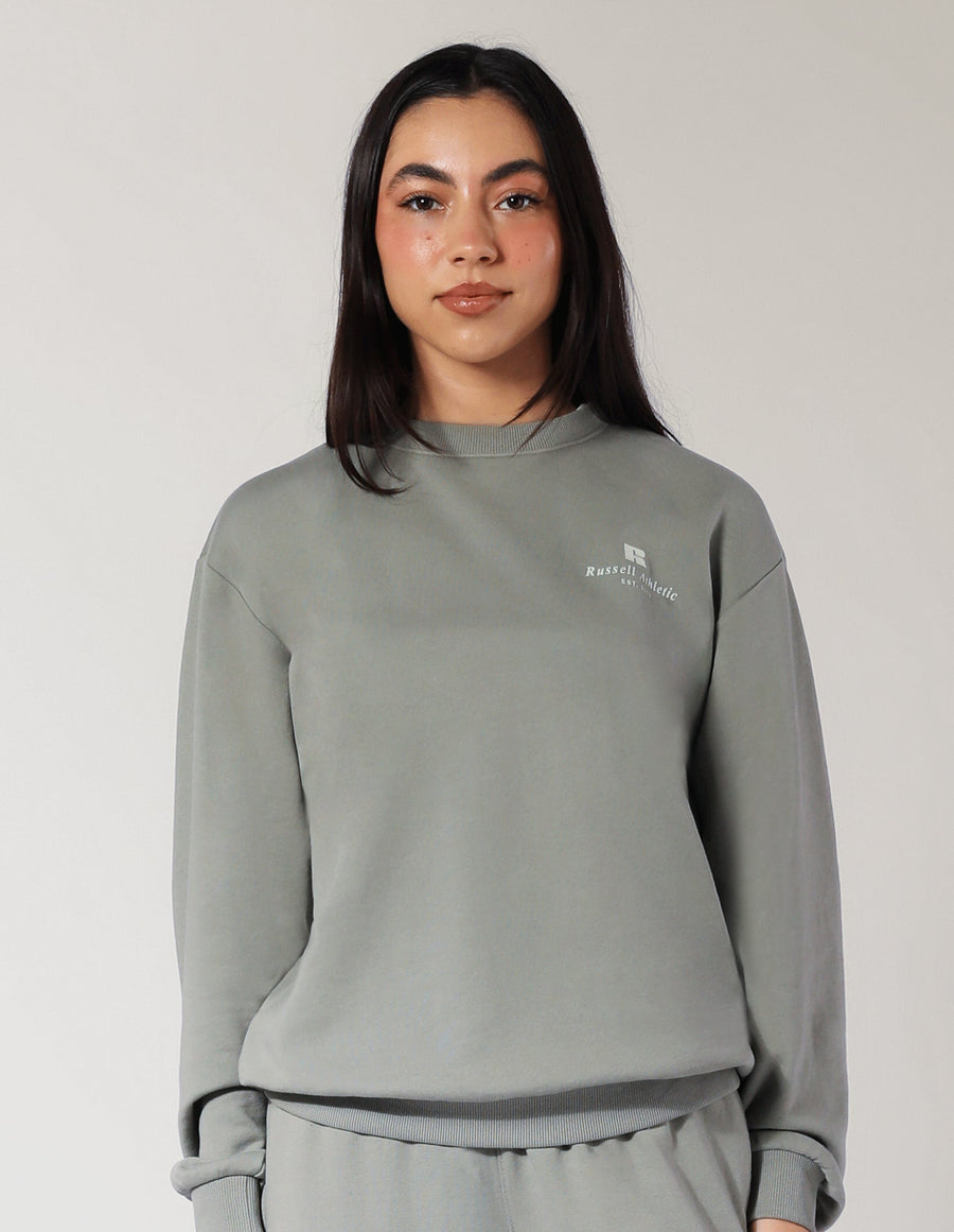 Women's R Logo Crew in Shadow Green
