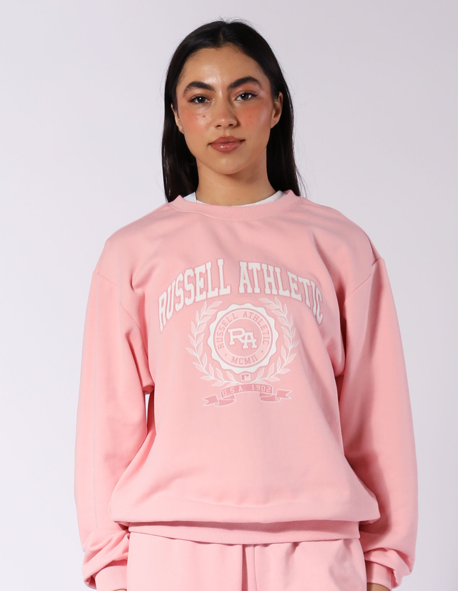 Russell Athletic Australia Women's Varisty Terry Crew - Quartz Pink True Since 1902