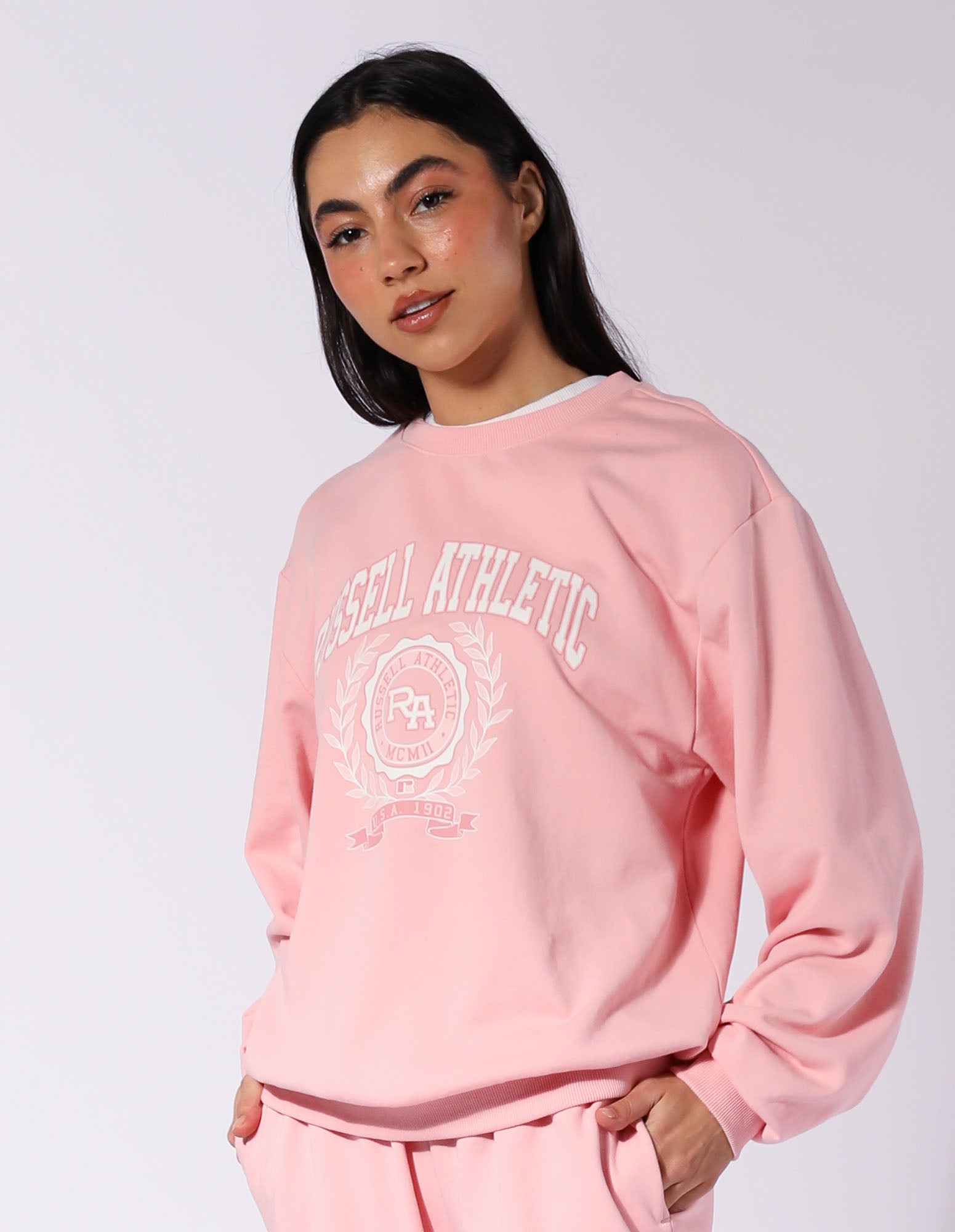 Russell Athletic Australia Women's Varisty Terry Crew - Quartz Pink True Since 1902