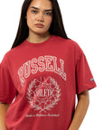 Russell Athletic Australia Women's League Oversized Drop Shoulder Tee - Fiesta 