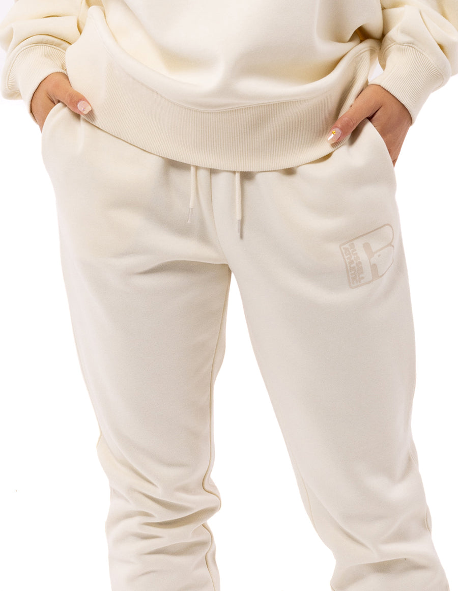 Women's Corp Inlay Logo Track Pants - Ivory
